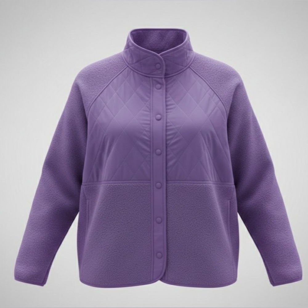 GapFit Women's Fleece Sherpa Purple Jacket NWT - Picture 2 of 5